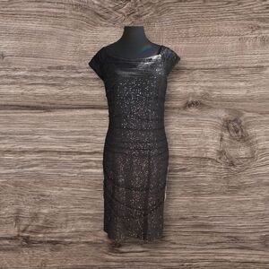 Frank Lyman Design Black Netted Sequin Dress Size 8